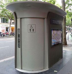 A Sanisette toilet in Paris c. 2009