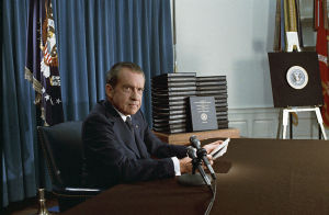 Richard Nixon takes break from crying over spilt milk in Hell, speaks from grave, reminding one and all that the coverup is worse than the crime