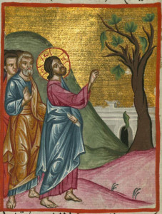 Jesus vandalizing a corrupt fig tree because it had evil fruit (Matt. 21:19)