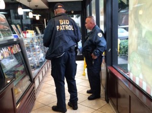 Donuts: The fuel of terrorism.  BID Patrol Officers in Vine Street Winchell's taking a break from strongarming the homeless into leaving the streets of Hollywood.