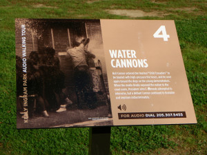 Memorial in Kelly Ingram Park, Birmingham, Alabama, honoring the victims of Bull Connor, white supremacist sheriff who used water cannons to punish human beings for exercising their constitutional rights, much as Steven Whiddon and the Hollywood Media District BID have done on Willoughby Avenue in Hollywood