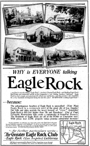 Even more explicit ad for Eagle Rock houses, May 1925.  We speculate that they have to be much less subtle than the Hollywoodland developers because then, as now, Eagle Rock people need to be hit over the head with stuff a little more than Hollywoodies...kidding!