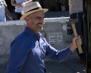  Mitch O'Farrell giving a performative demonstration of the deep folkloric truth that when you have a hammer, every problem looks like a nail.