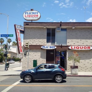 Pla-Boy Liquors at the corner of Yucca Street and Wilcox Avenue, as it appeared on July 30, 2015.