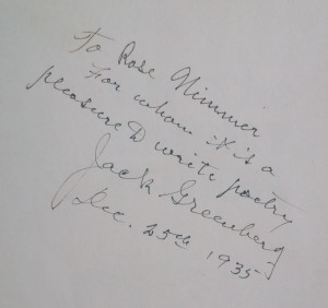 Inscription in UCLA's copy of Off the Emery Wheel