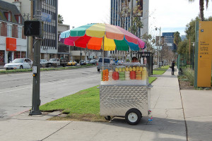 Yum!  Fruit cart!  This should be legal in any sane free society.  It's like beautiful music in someone's house, only it's food and it's on everyone's street!