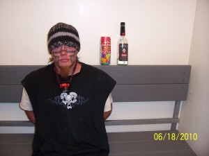  One of 649 people arrested, handcuffed, and chained to a bench for drinking in public by the Andrews International BID Patrol in 2010.