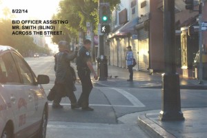 Amongst the many photos taken by the BID patrol we find four different images of this "officer" helping this blind guy across the street.  It goes to show something.  In fact, it goes to show many things.  Probably none of them are what Steve Seyler meant it to show.  Is this relevant to the subject of this post?  Not especially.