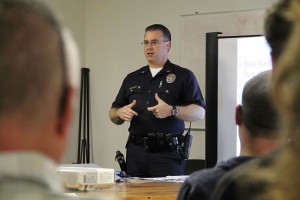 Captain Michael Oreb of the LAPD, talking to some people about some stuff, but thinking of his "outstanding community member," Carol Schatz.