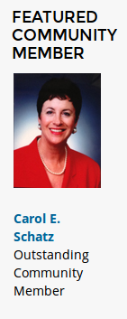 Carol Schatz on Michael Oreb's LAPD bio page.  She's both a featured and an outstanding community member.  But wait!  She lives in Beverly Hills, so she's not even a community member.  How does that work?