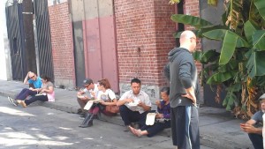 Mass violations by non-homeless people of LAMC 41.18(d) on Cosmo Street on October 12, 2014 go unaddressed by the BID Patrol.