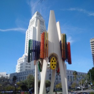 The Triforium seen from Fletcher Bowron Square looking southwest from the door of the LAPD Discovery Office this morning.