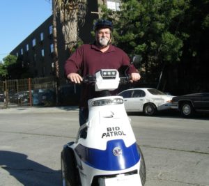 Steve Seyler scooting and commuting between Hollywood and Inglewood.