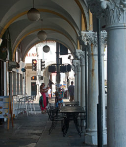 The beautiful Venice arcades on Windward Avenue, soon to be patrolled by BID goons in jellybean-colored tee-shirts.