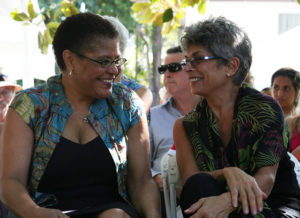 Former Los Angeles City Council Member Laura Chick (right).