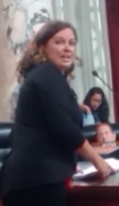 Shadowy BID Consultant Tara Devine seeping toxic waste from every pore at the August 23, 2016 meeting of the Los Angeles City Council.