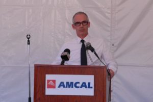 This is an actual photograph of Mitch O'Farrell talking at the ceremony on February 11.  Notice how calm and unperturbed he looks, all because Marisol Rodriguez got rid of the homeless people he would have had to walk through.